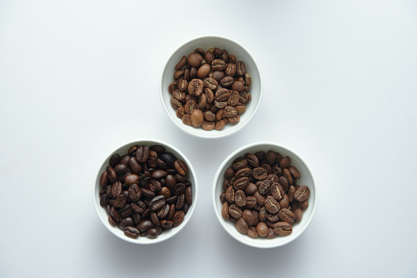 Coffee samples roasted to different degrees.